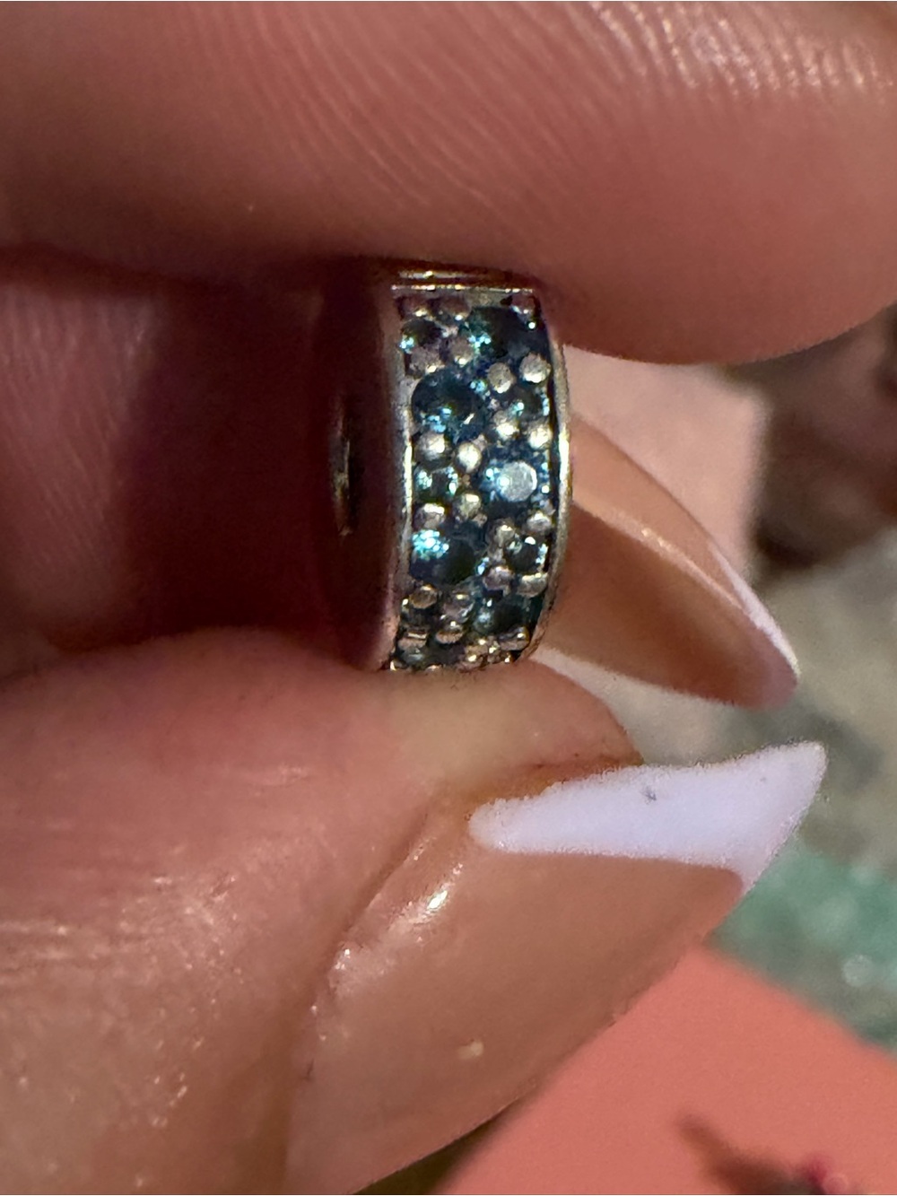 Pandora Blue Pave Silver Clip